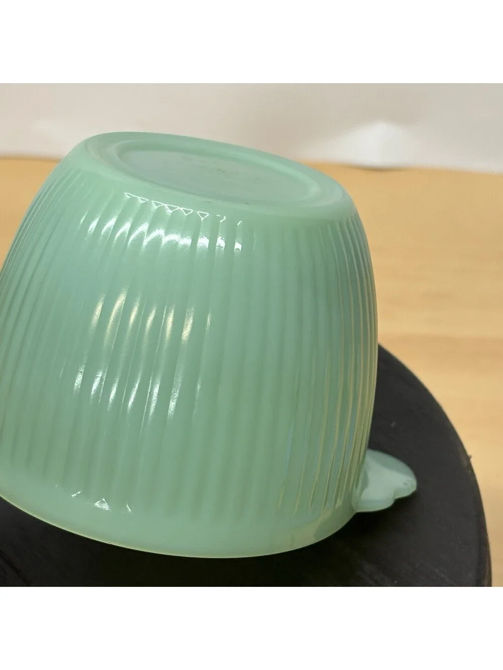 Fire King Jadeite Ribbed Jane Ray Sugar Bowl (No Lid) Anchor Hocking Green Glass